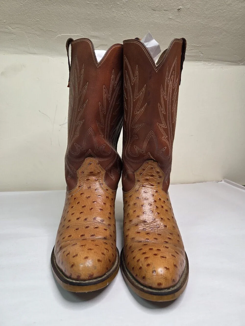 Levi’s Western‎ Cowboy Boots 10.5 M Brown Ostrich Embossed Leather Vintage